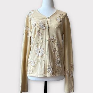 Talbots Pastel Yellow Beaded Cardigan